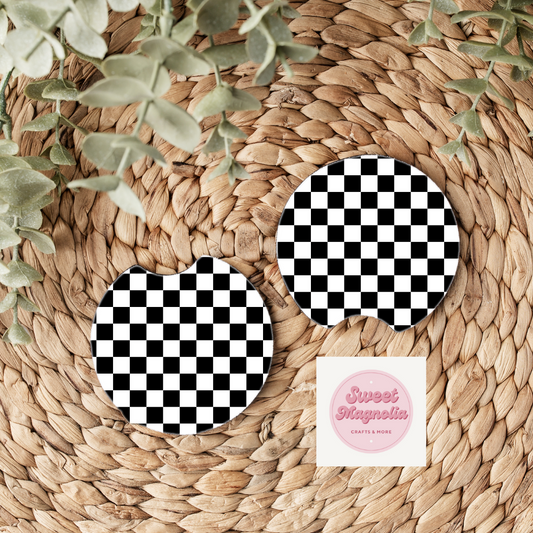 Black Checkered Car Coasters