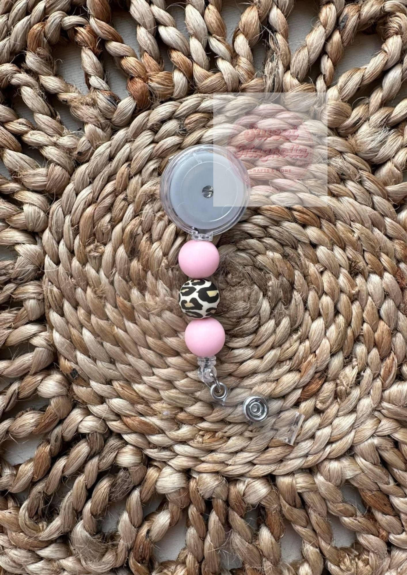 Cheetah & Baby Pink Badge Reel