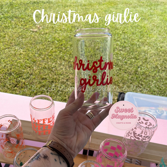 Christmas Girlie 16oz Glass Cup