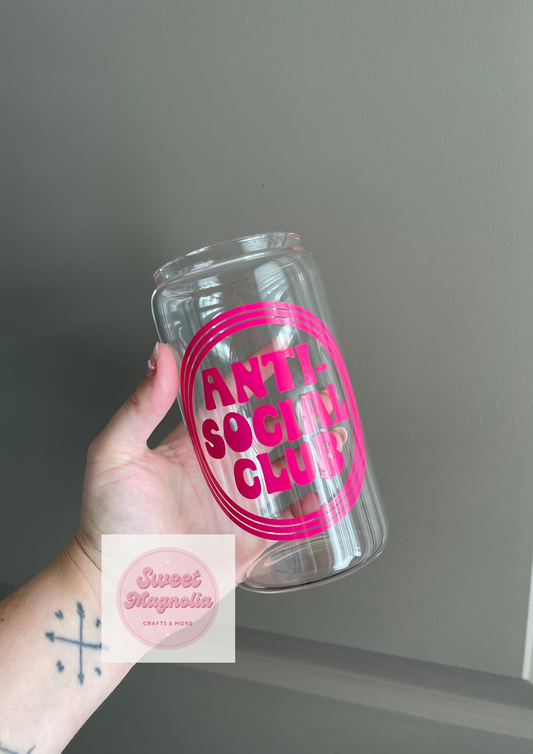 Anti-social Club 16oz Glass Cup