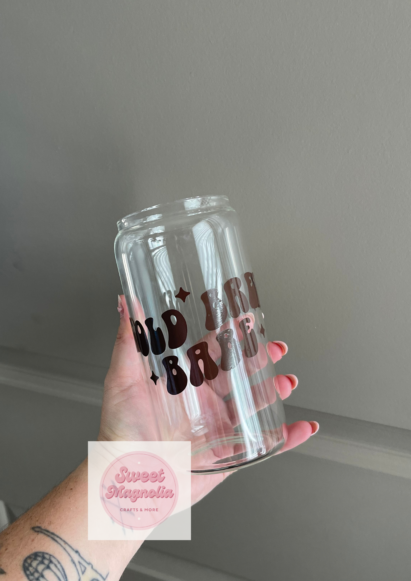 Cold Brew Babe 16oz Glass Cup