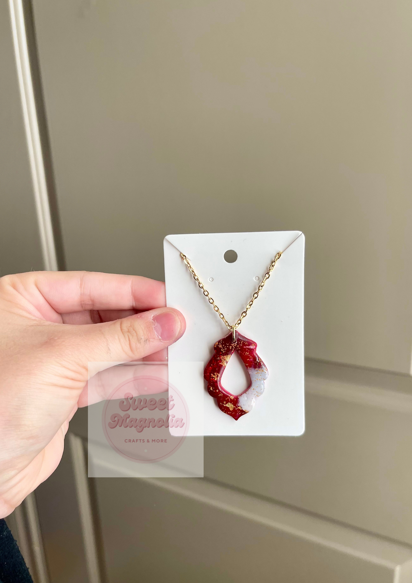 Ruby Red Marbled Necklace