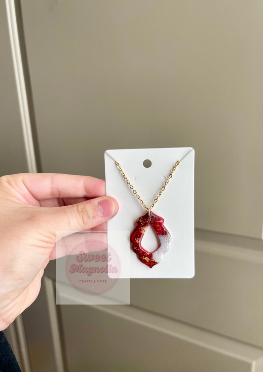 Ruby Red Marbled Necklace